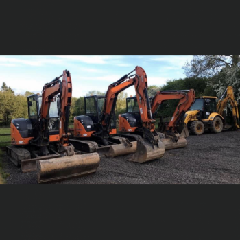 3 x Hitachi in our yard waiting to go to Poland - Fermec sold to Czech Republic